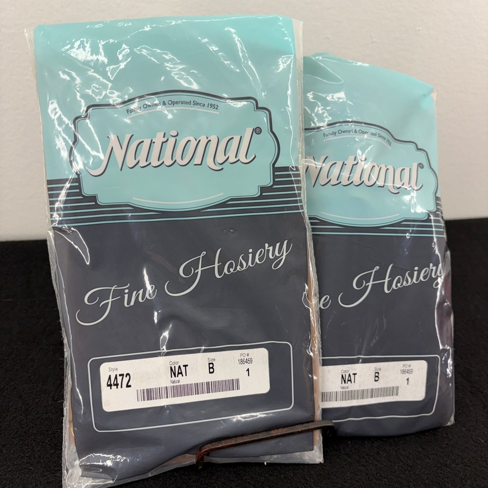 Lot 2 VTG NEW National Fine Hosiery‎ S 4472 Natural B Compression Pantyhose USA